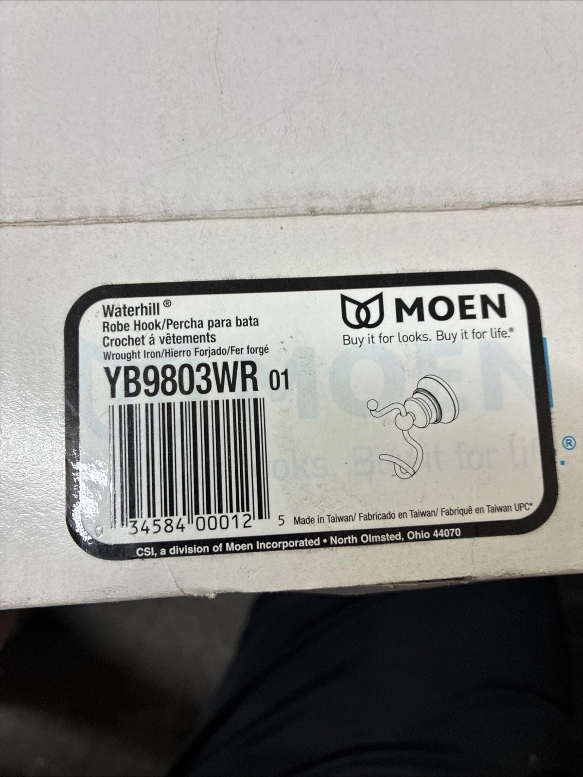 MOEN Show House YB9803WR Waterhill Bath Robe Hook in Wrought Iron New in Box - Image 4
