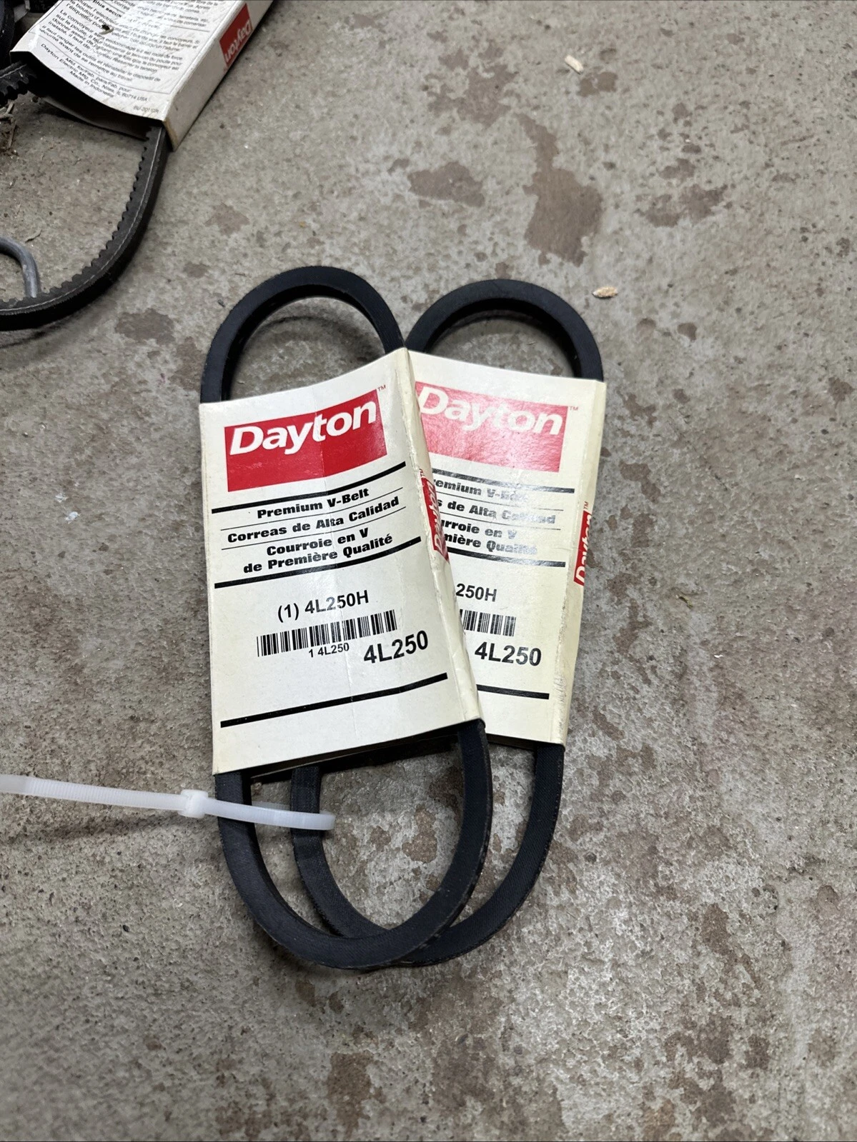 Dayton 4L250H 4L250 V-Belt, 25" Outside Length, 1/2" Top (set of 2)