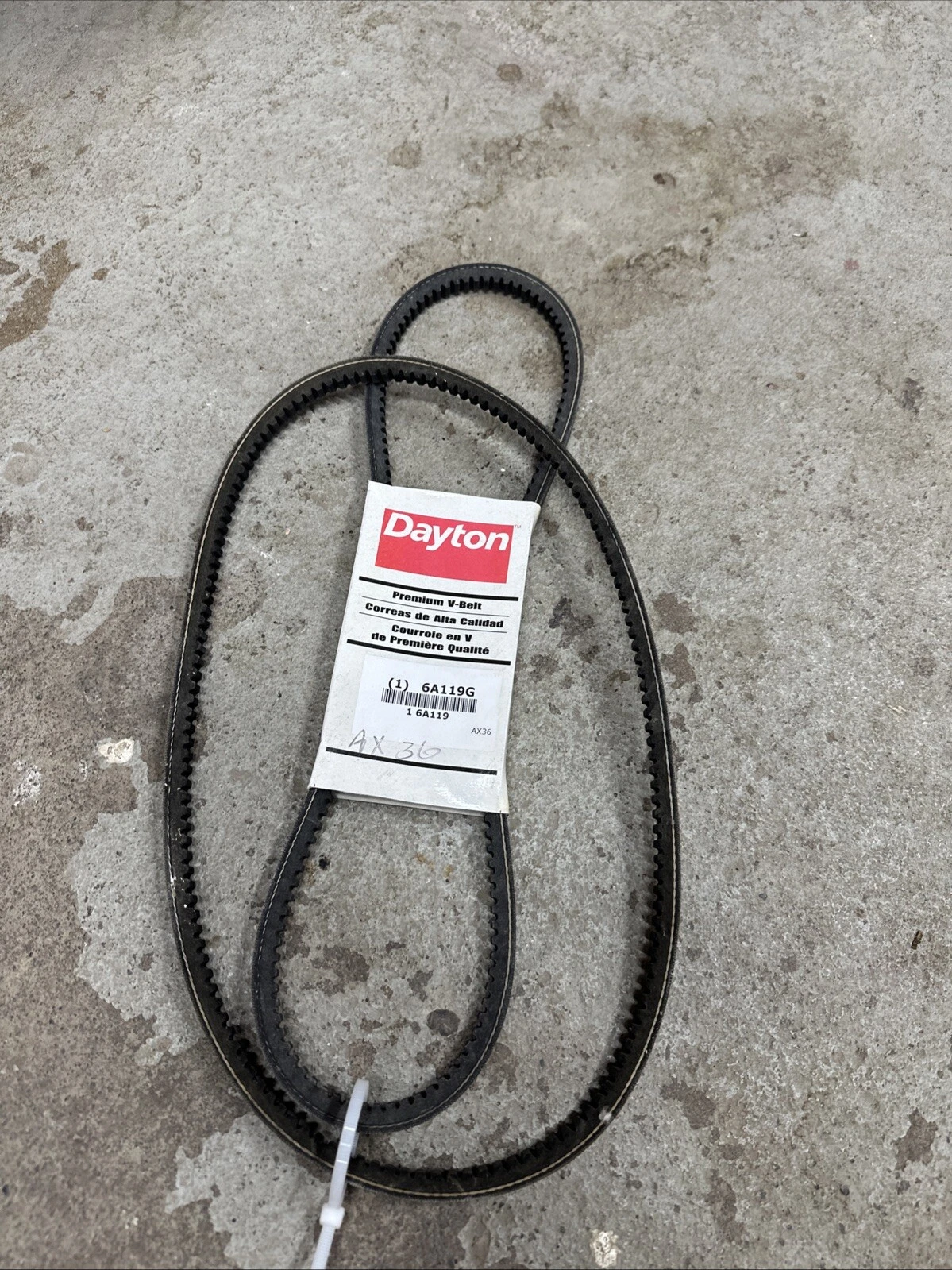 Dayton Cogged Drive V-belt 6A119G AX36 (Set of 2)