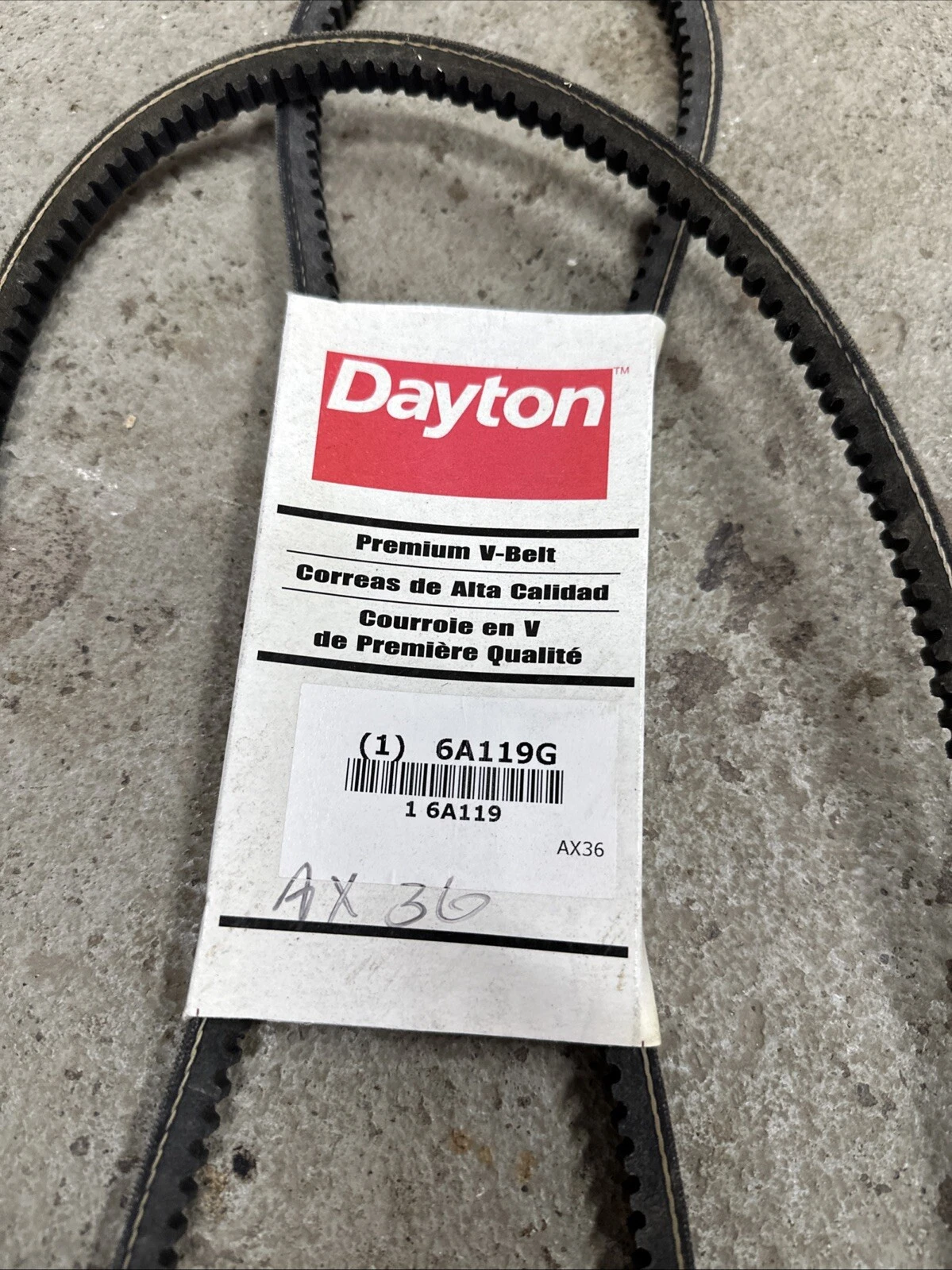 Dayton Cogged Drive V-belt 6A119G AX36 (Set of 2) - Image 2