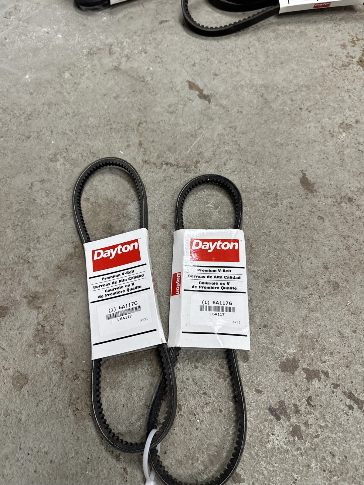 Dayton 6A117 Ax33 Cogged V-Belt, 35" Out Length, 1/2" Top Width (set Of 2)