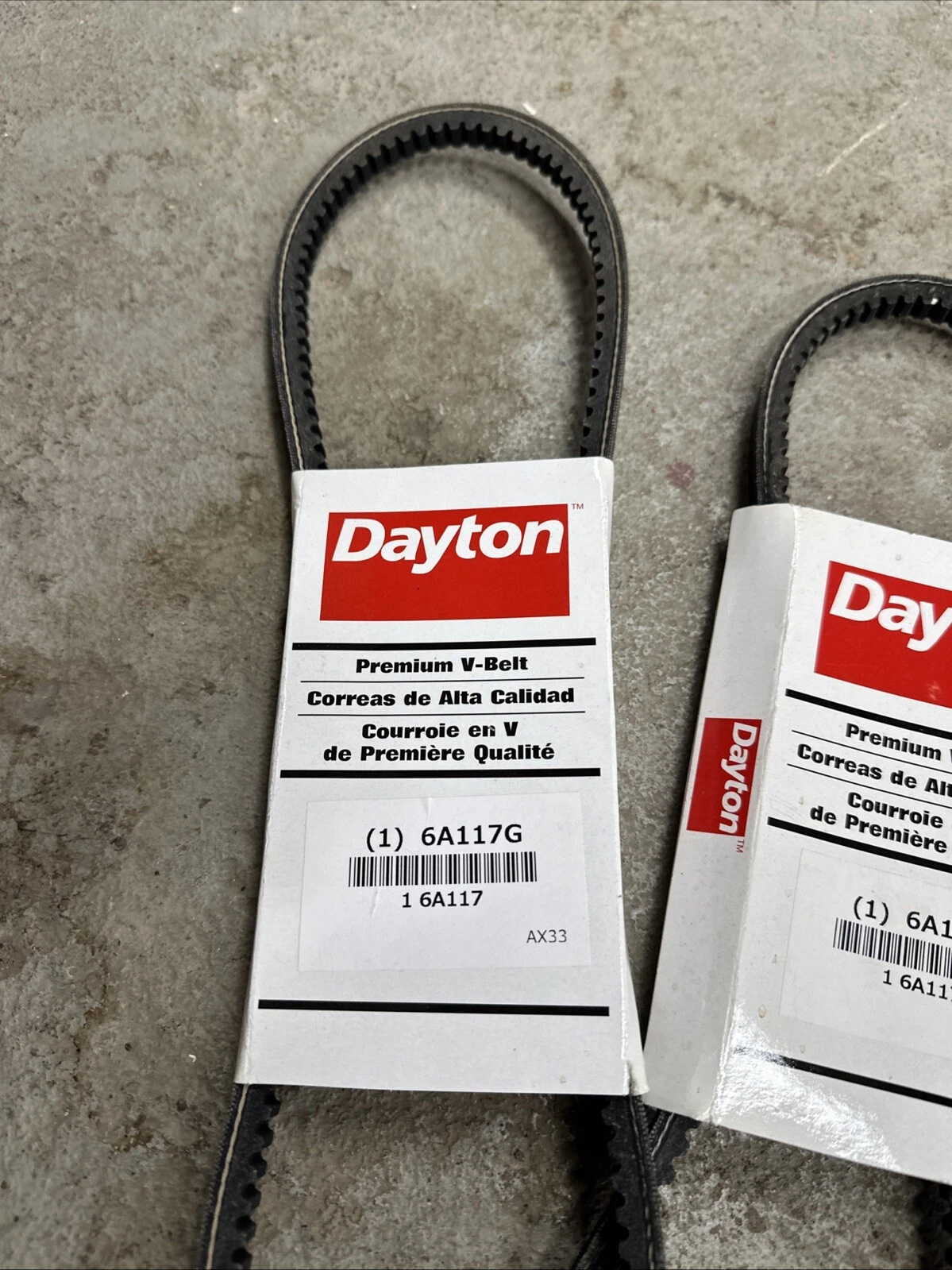 Dayton 6A117 Ax33 Cogged V-Belt, 35" Out Length, 1/2" Top Width (set Of 2) - Image 2
