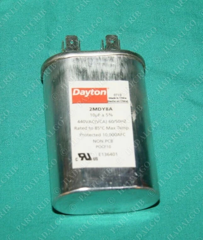 Dayton 2MDY8A Capacitor 10MFD Oval 440VAC(VCA)