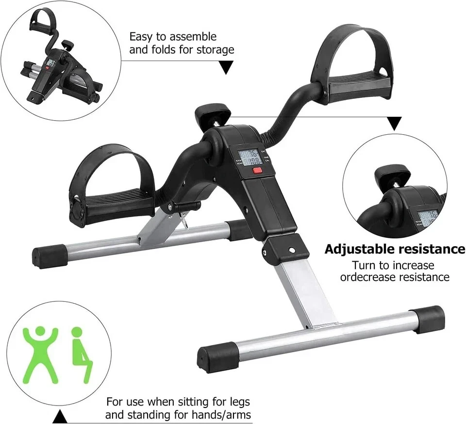 Mini Exercise Bike Folding Under Desk Bike Foot Pedal Exerciser Arm/Leg Peddler - Image 2