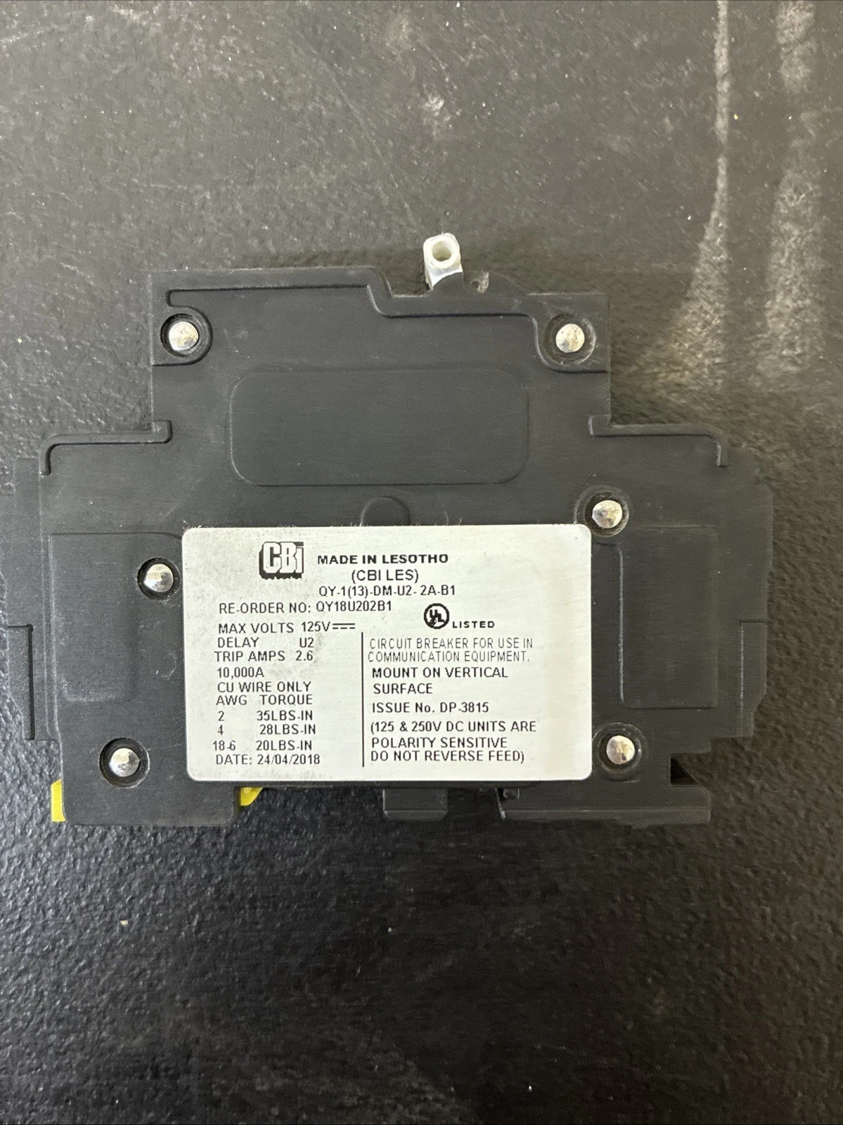 Midnite Solar MNEPV2 Circuit Breaker 2A 150VDC 1-Pole DIN Mount - Image 3