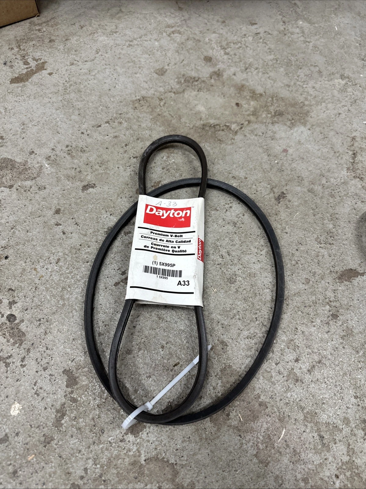 Dayton 5X995P A33 Premium V-Belt, 35" 1/2" Wide (set of 2)