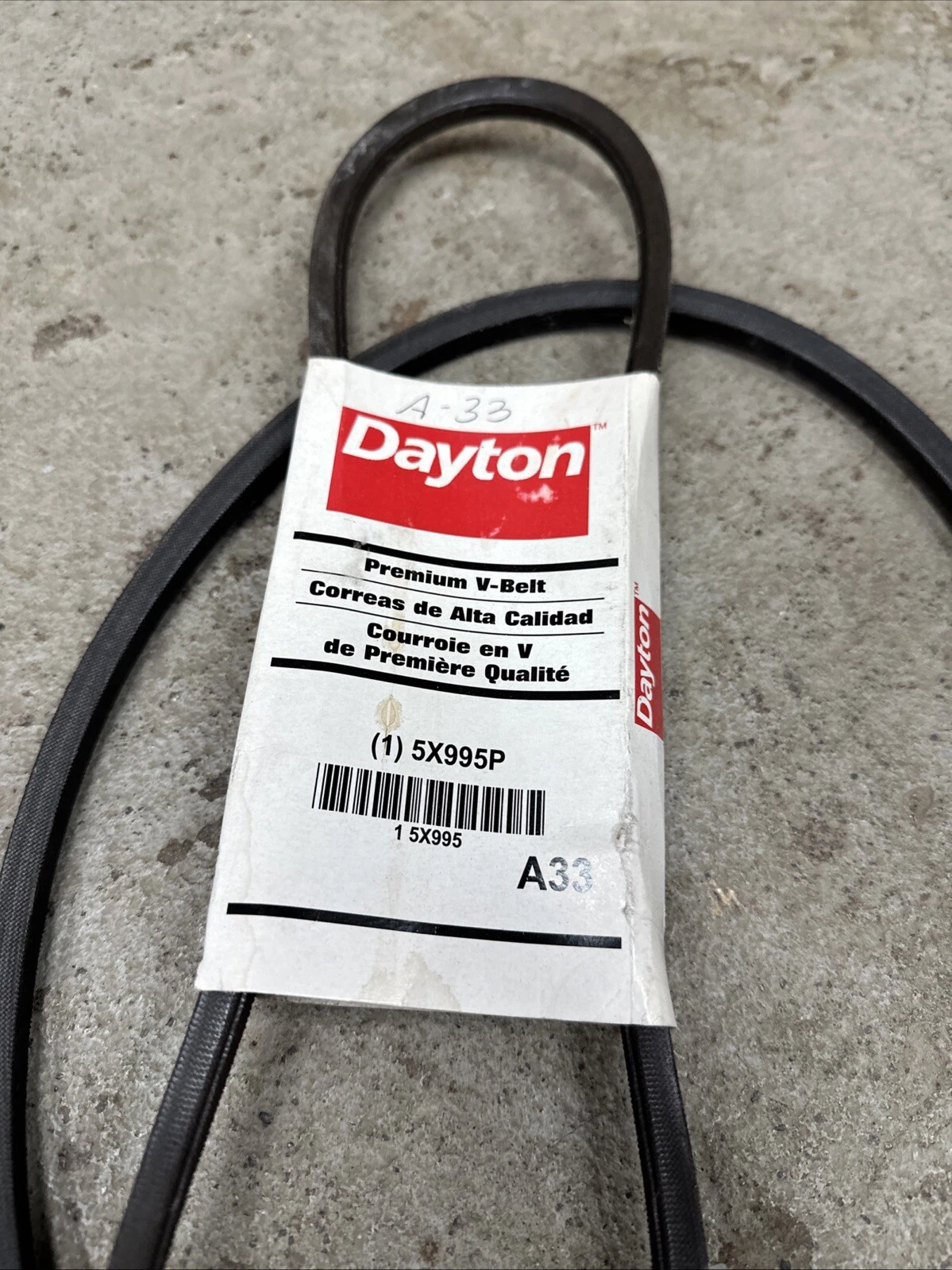 Dayton 5X995P A33 Premium V-Belt, 35" 1/2" Wide (set of 2) - Image 2